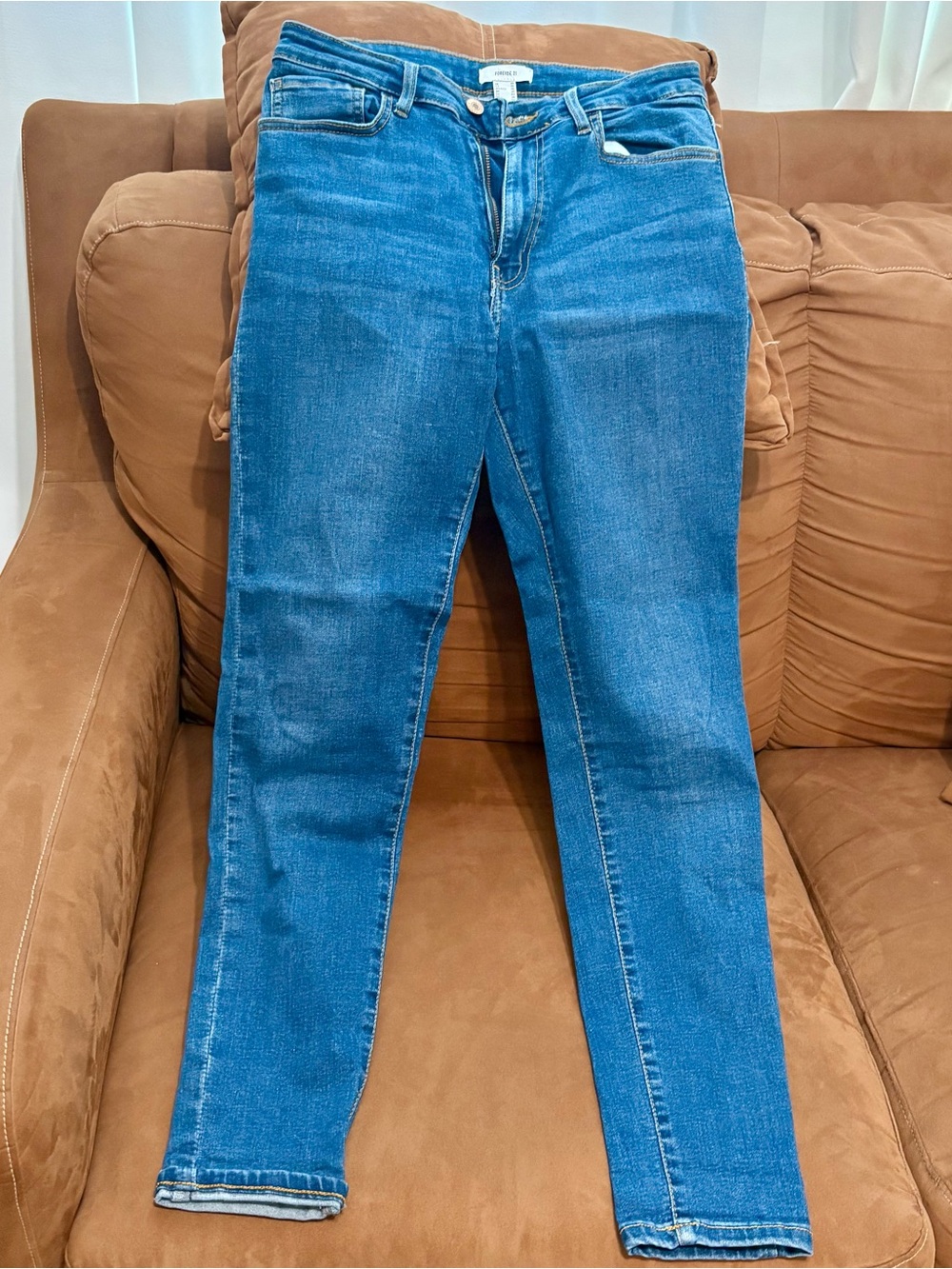Forever 21 Medium Wash High Waisted Skinny Jeans